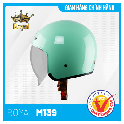 Nón bảo hiểm Royal M139 Kính Âm Trơn Sành Điệu, Trẻ Trung, Thời Thượng - Xanh Ngọc Bóng - Size M