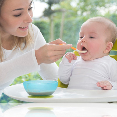 Bộ Miếng Hít Chống Trượt Màu Chanh Kèm Tô  Màu Xanh Biển Kidsme 160495 