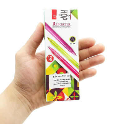 Hộp 12 Bút Bi Bấm Reporter 0.5 mm - Radius - Mực Đen