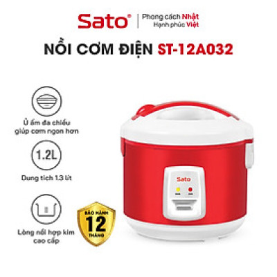Nồi Cơm Điện SATO 12A032 1.2L - Lòng nồi hợp kim nhôm phủ chống dính cao cấp, an toàn cho sức khỏe - Miễn phí vận chuyển toàn quốc - Hàng chính hãng