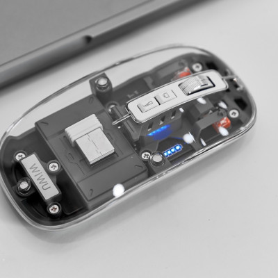 Chuột quang không dây cho IPad , Laptop , Macbook hiệu WIWU Mouse Crystal WM105 thiết kế trong suốt lộ cơ - hàng chính hãng
