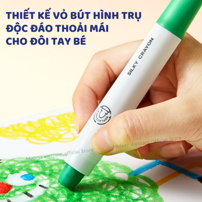 Màu sáp dầu, bút sáp lụa vặn hữu cơ Mideer Silky Crayon kèm quai cho bé 12-24-36 màu
