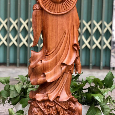 Tượng đạt ma sư tổ bằng gỗ hương đá liền khối kt cao 80cm