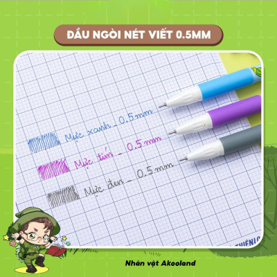 Bút Gel 0.5 mm - Nhân Vật Akooland Tahi - Thiên Long Gel-012/AK - Mực Tím