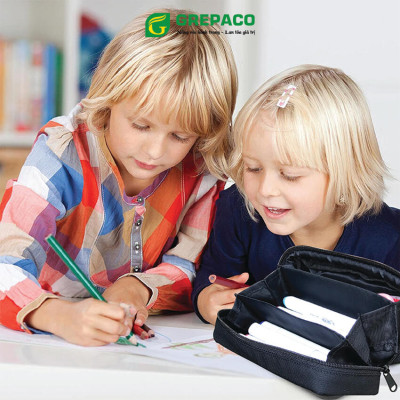 Hộp Đựng Bút Grepaco Bằng Vải Bố Canvas Tote Đẹp Nhiều Ngăn Đa Năng Dạng Túi Bóp Dụng Cụ Đồ Dùng Học Tập Học Sinh, Sinh Viên, Đồ Cá Nhân Văn Phòng Kiểu Cute Chống Xước, Chống Nước – Hàng Chính Hãng