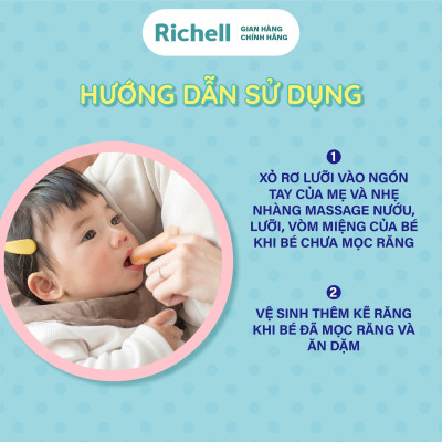 Rơ lưỡi silicone Richell Nhật Bản vệ sinh cho bé từ 3 tháng tuổi | Baby