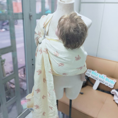 BUBI Ring Sling Gen 1 - Muslin Cotton - Thỏ hồng