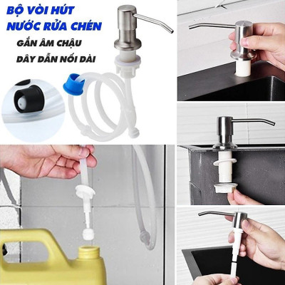 Bộ Chậu Rửa Chén Bát Inox Phủ Nano Có Chân KAZTA Kèm Vòi Nước Lạnh Đầu Dây Rút - Chậu 2 màu đen, xám, tặng Khay inox, thớt gỗ