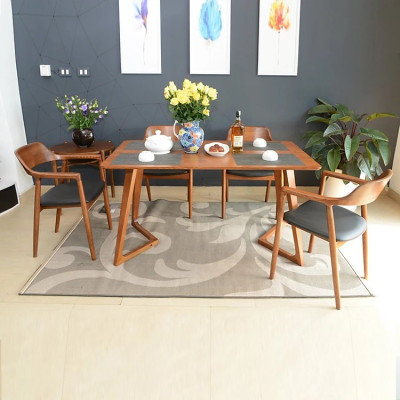 Bộ bàn ăn mặt gỗ kèm 4 ghế cao cấp BAMSF07 Juno Sofa Kích thước 1m4 x 80cm