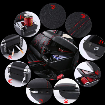 Hộp tỳ tay ô tô dành cho xe Toyota Wigo cao cấp tích hợp 7 cổng USB - Mã: DUSB-WO - 2 màu: Đen và Be