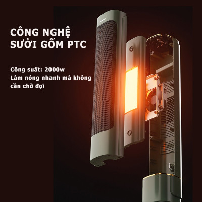 Quạt sưởi gốm cây đứng Sothing Changhong CÔNG SUẤT LỚN 2000W, máy sưởi cây sưởi gốm PTC Ceramic không khô da - Hàng nhập khẩu