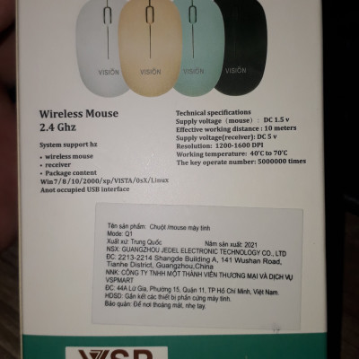 Chuột Không Dây VSP Vision Q1 (Đen) VT - Hàng Chính Hãng