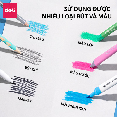 Vở Vẽ Học Sinh Tập Tô Màu Cho Bé A4 Deli - Sổ Tô Màu 60/ 100 Trang Sổ Vẽ Học Sinh Giấy Dày Mịn An Toàn Tặng Sticker