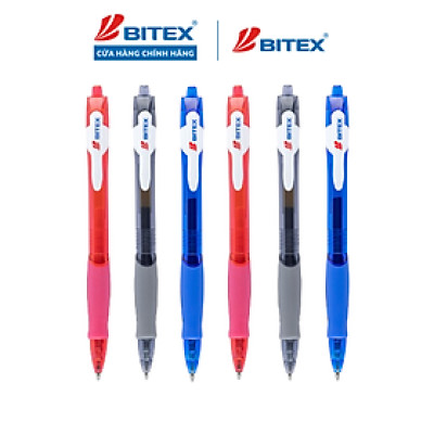 Combo 06 Bút gel Bitex G07 0.5mm màu đỏ, đen, xanh