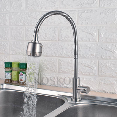 Vòi nước rửa chén bát Inox 304 Cắm chậu Cần mềm - Bát sen 1 Đường Nước (bảo hành 12 tháng)