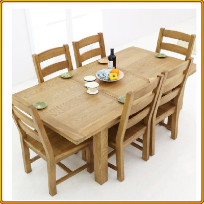 Bàn ăn gỗ sồi Tundo kéo giản 1m5 - 2m2 mặt chữ nhật màu tự nhiên