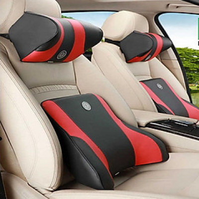 Gối tựa đầu ô tô và gối tựa lưng ô tô cao su non đúc nguyên khối,bọc da cao cấp-SIÊU ÊM