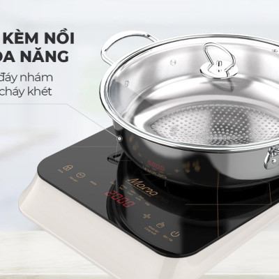 Bếp Từ Đơn Điện Tử Cảm Ứng Sunhouse MAMA SHD6860 Tặng Kèm Nồi Lẩu Inox - Hàng Chính Hãng