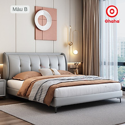 [Miễn phí vận chuyển & Lắp đặt] Giường ngủ bọc da cỡ lớn kết hợp gỗ cao cấp chống ẩm có kèm tab đầu giường - GN025