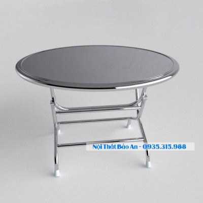 Bàn tròn inox 304 rộng 1m2 chân cao Bảo An chống gỉ