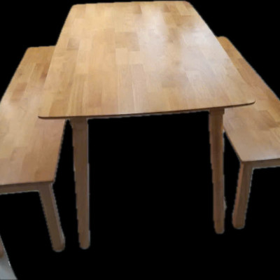 Bộ bàn ăn gỗ cao su Juno Sofa gồm 2 băng và bàn 1m4 giá rẻ, tiện lợi