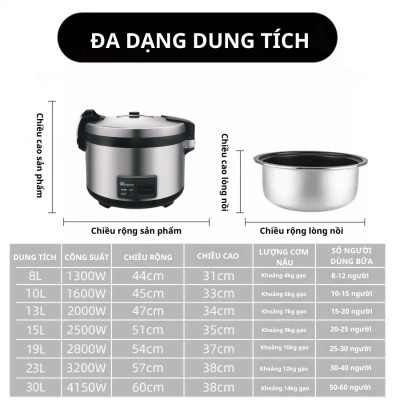 Nồi cơm công nghiệp SOWUN SW6955 5.5L, lòng nồi làm bằng hợp kim nhôm, phủ chống dính cao cấp