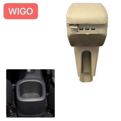 Hộp tỳ tay ô tô dành cho xe Toyota Wigo cao cấp tích hợp 7 cổng USB - Mã: DUSB-WO - 2 màu: Đen và Be