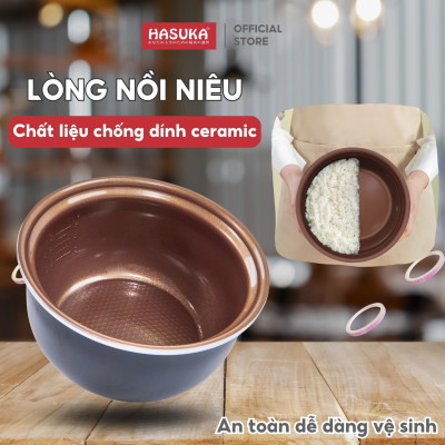 Nồi cơm điện HASUKA HSK-868 PLUS dung tích 1.8L, công suất 900W, lòng niêu dầy phủ chống dính ceramic, chống xước siêu bền - Hàng chính hãng