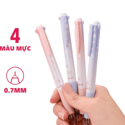Bút Bi 4 Ngòi 4 Màu 0.7 mm - Deli S311 - Thân Bút Hồng