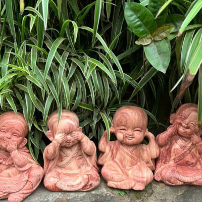 Bộ tượng tứ không bằng gỗ hương đá kt cao 20×18×14cm 