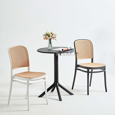 Ghế café nhà hàng nhựa đúc giả mây CC1565-S Nội thất Capta Ghế ăn xếp chồng cất gọn Ghế chụp ảnh cho studio vintage plastic chair