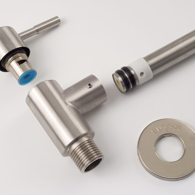 Vòi rửa chén lạnh âm tường Inox SUS 304 Eurolife EL-RC08 (Trắng vàng)