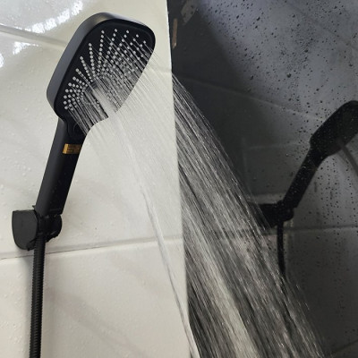 Bộ tay dây sen 3 chức năng chảy, nhựa ABS mạ đen Eurolife EL-127SH-D