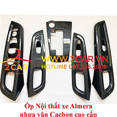 Ốp nội thất CARBON xe Nissan Almera 2021 2022 2023 Hàng nhựa ABS vân cacbon cao cấp