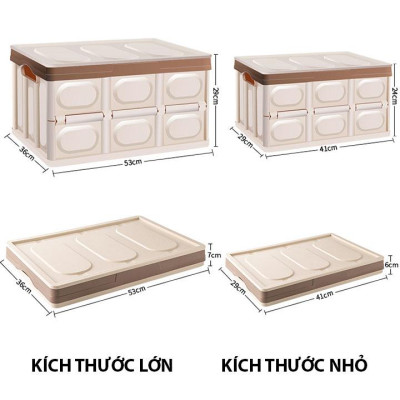 Thùng đựng đồ Ô Tô để cốp có thể gập gọn có nắp đậy, dùng để đựng đồ chơi trẻ em, đồ đi chợ, siêu  thị, đồ chơi khi đi dã ngoại hay pic nic để xe bạn gọn gàng hơn khi di chuyển - dung tích55L