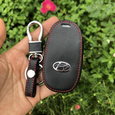 Bao Da Chìa Khóa HYUNDAI ACCENT 2021 4 Nút Cam Kết Da Thật Siêu Bền Có Logo Kim Loại Nổi