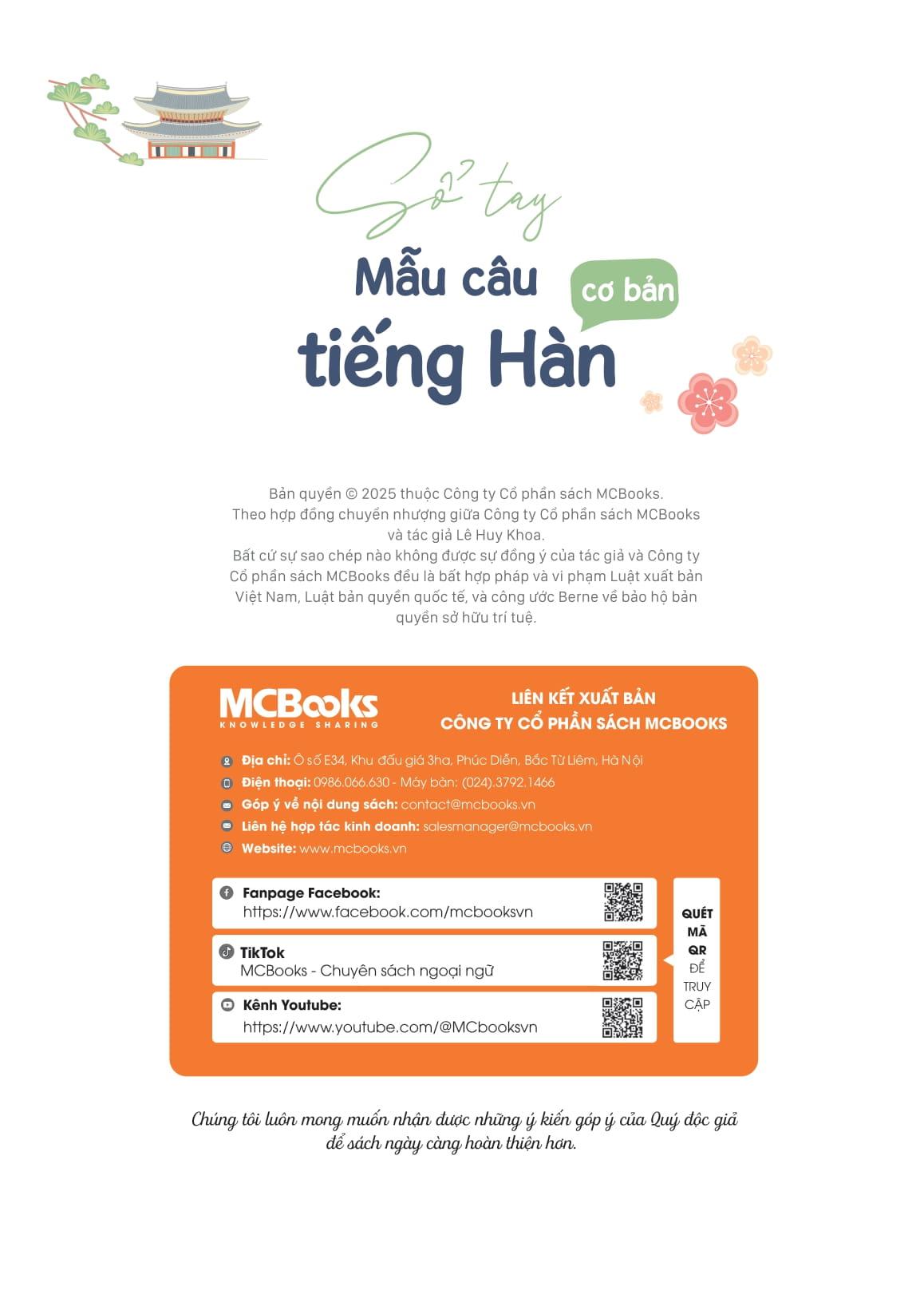Sách - Sổ Tay Mẫu Câu Cơ Bản Tiếng Hàn - 한국어 기본문형