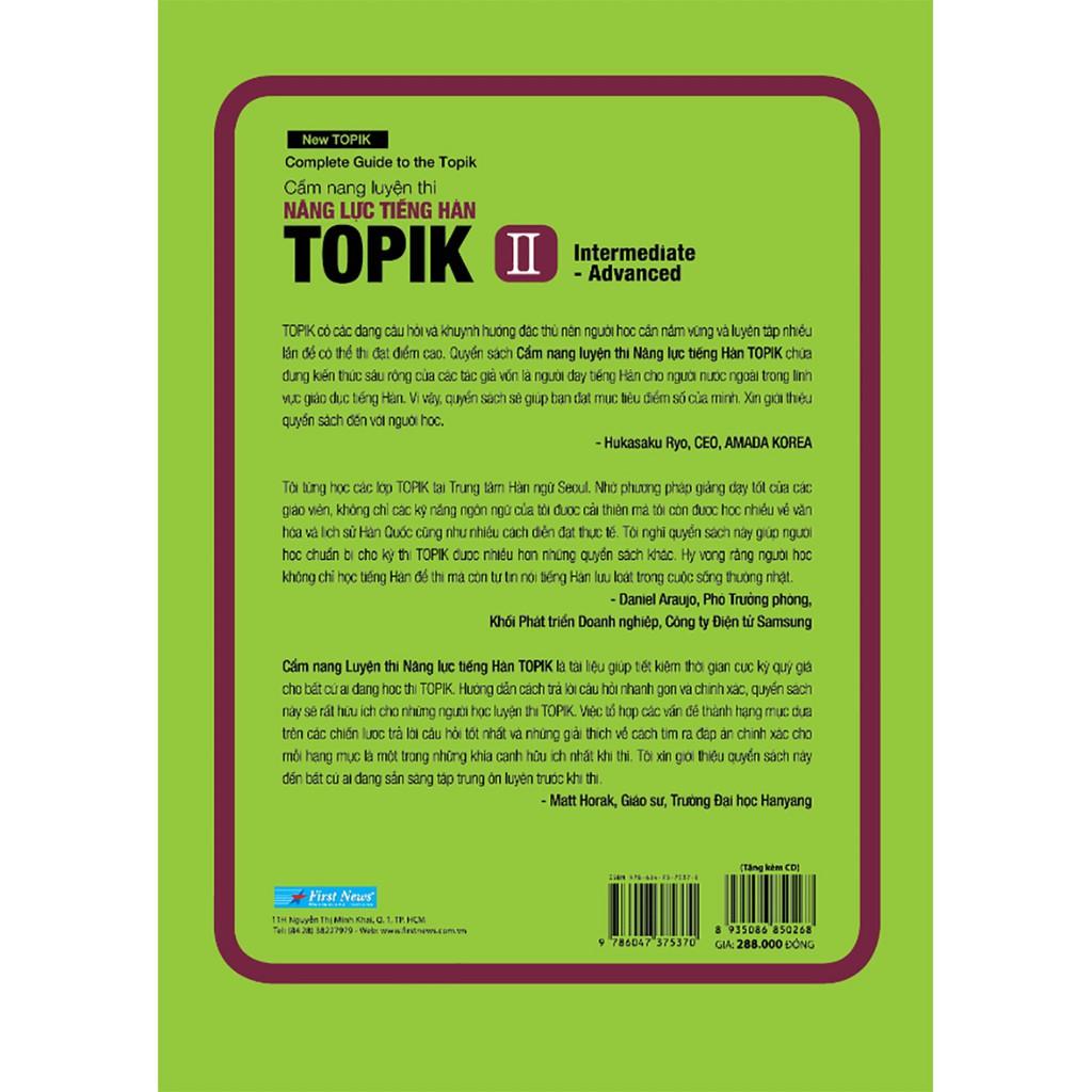 Cẩm nang luyện thi năng lực tiếng Hàn TOPIK II (kèm CD) Bản Quyền