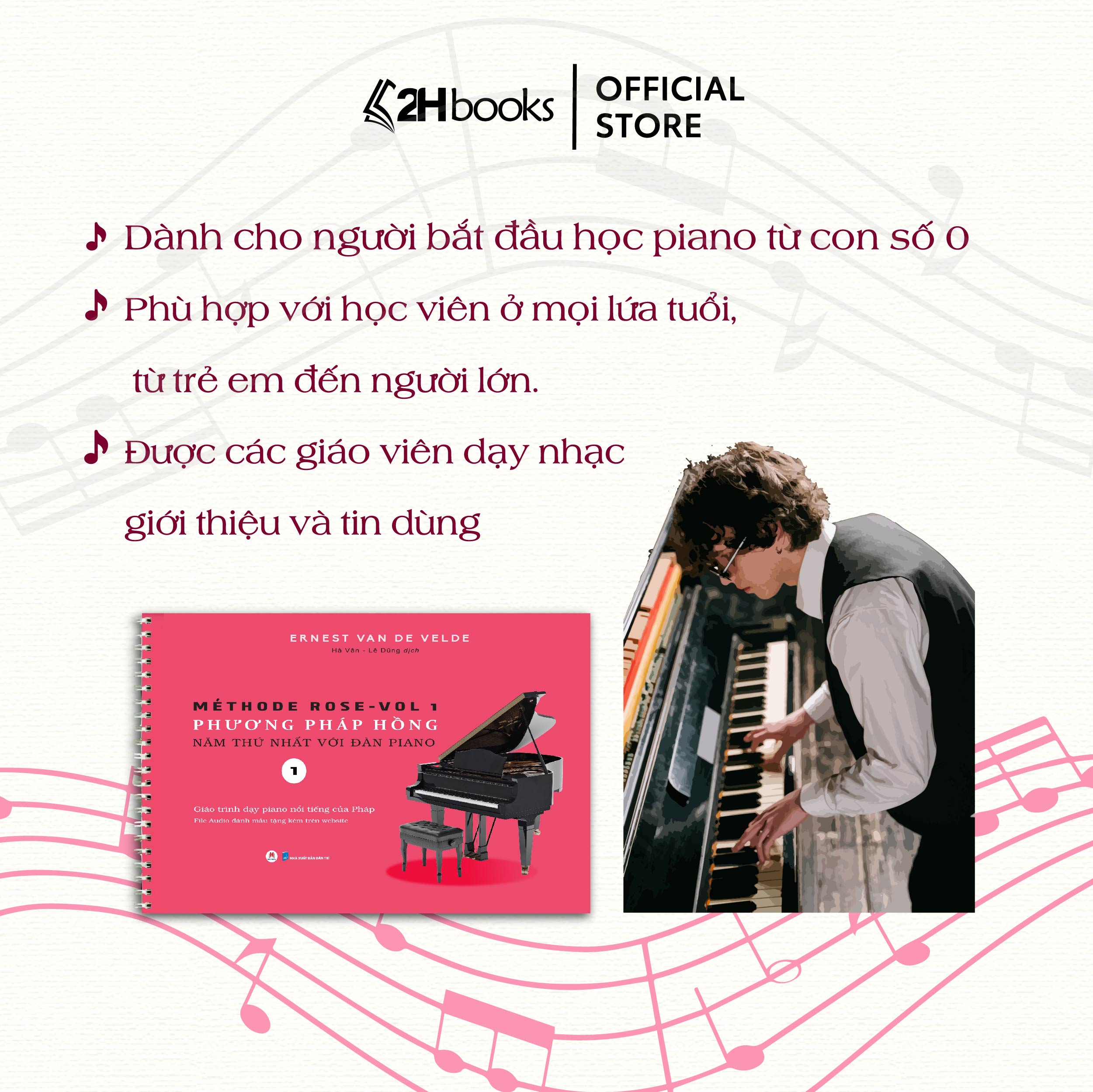 Sách- Phương Pháp Hồng Năm Thứ Nhất Với Đàn PIANO, Tập 1- Giáo Trình dạy PIANO nổi tiếng của Pháp (Tái Bản 2024)- 2HBooks