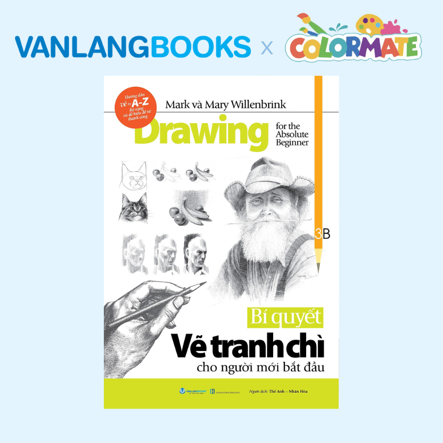 Sách Bí Quyết Vẽ Tranh Chì Cho Người Mới Bắt Đầu + Hộp 12 Bút Cọ Màu Nước Brush Pen - Vanlangbooks x Colormate