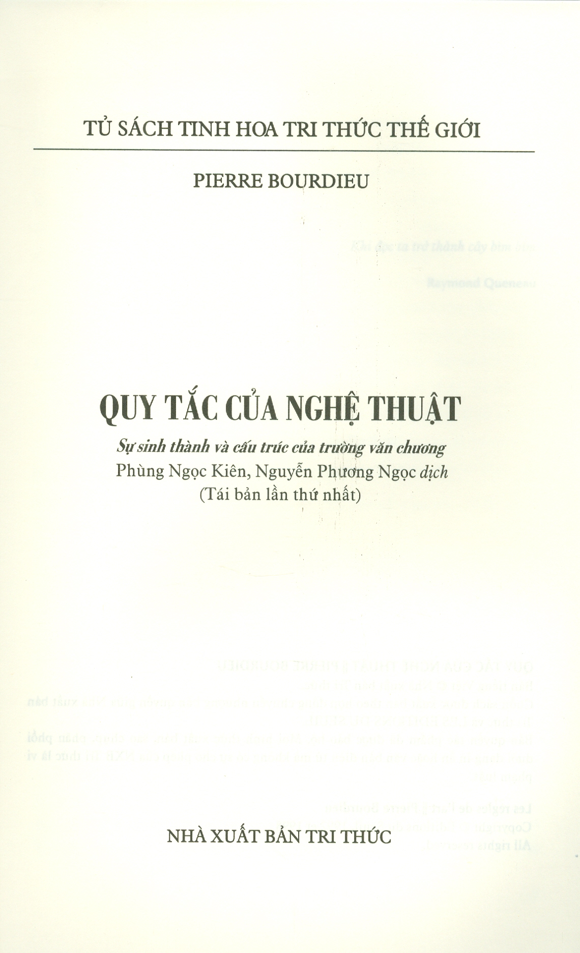 QUY TẮC CỦA NGHỆ THUẬT (tái bản 2022) – PIERRE BOURDIEU – NXB Tri Thức