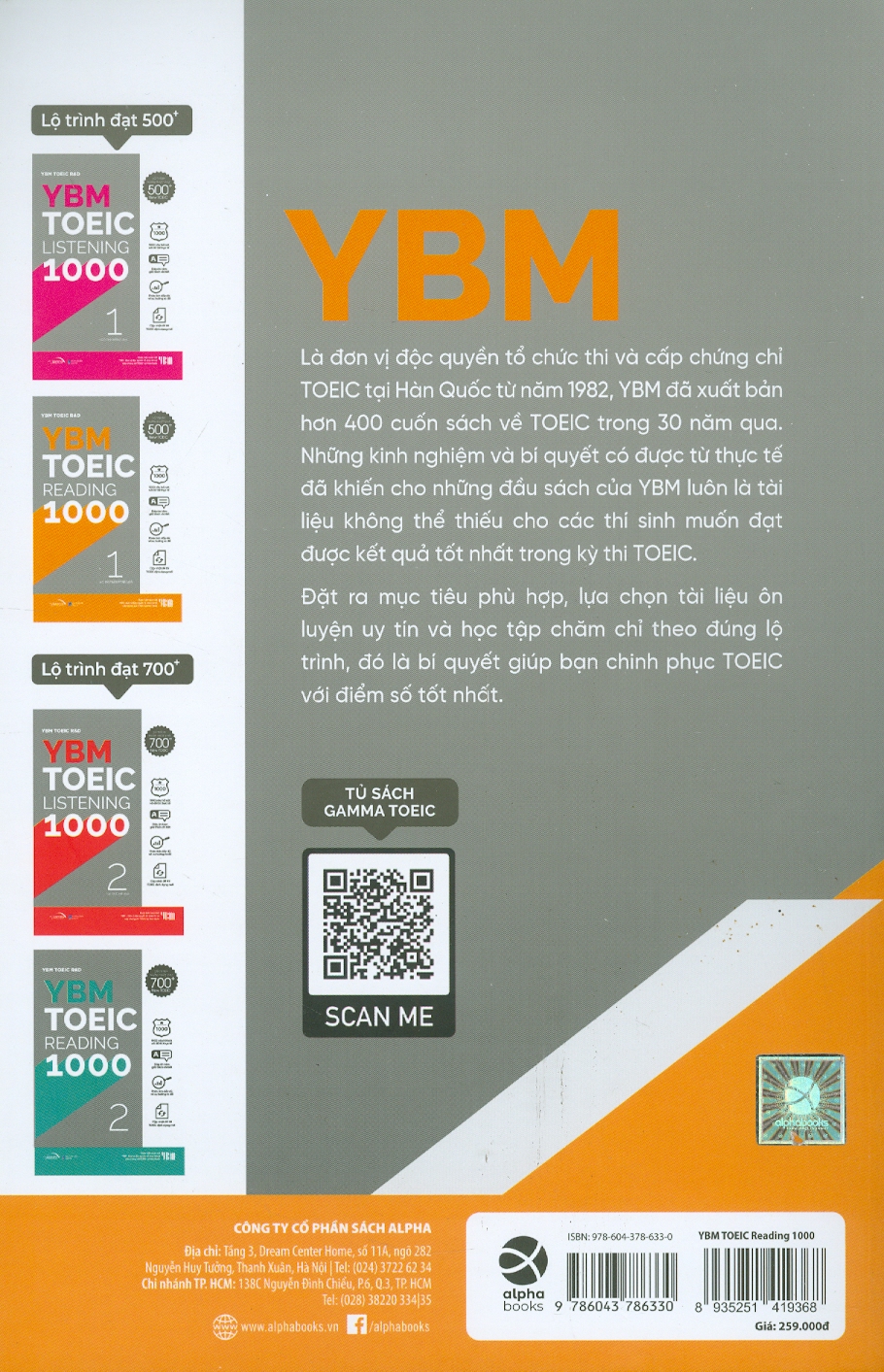 YBM Toeic Reading 1000 - Vol 1 (Tái bản 2022)