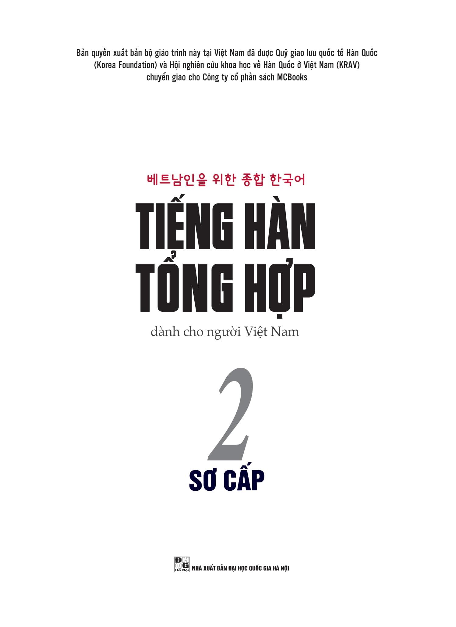 Tiếng Hàn Tổng Hợp Dành Cho Người Việt Nam - Sơ Cấp 2 (Bản Màu)