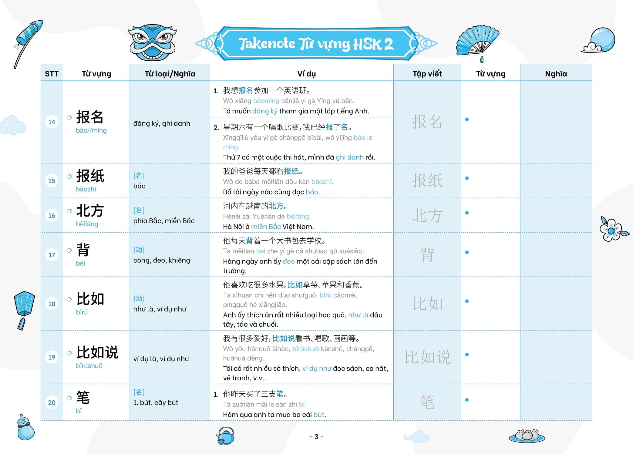 Sách - Takenote - Từ Vựng HSK Tiếng Trung - HSK2 (Cung Cấp 772 Từ Vựng)