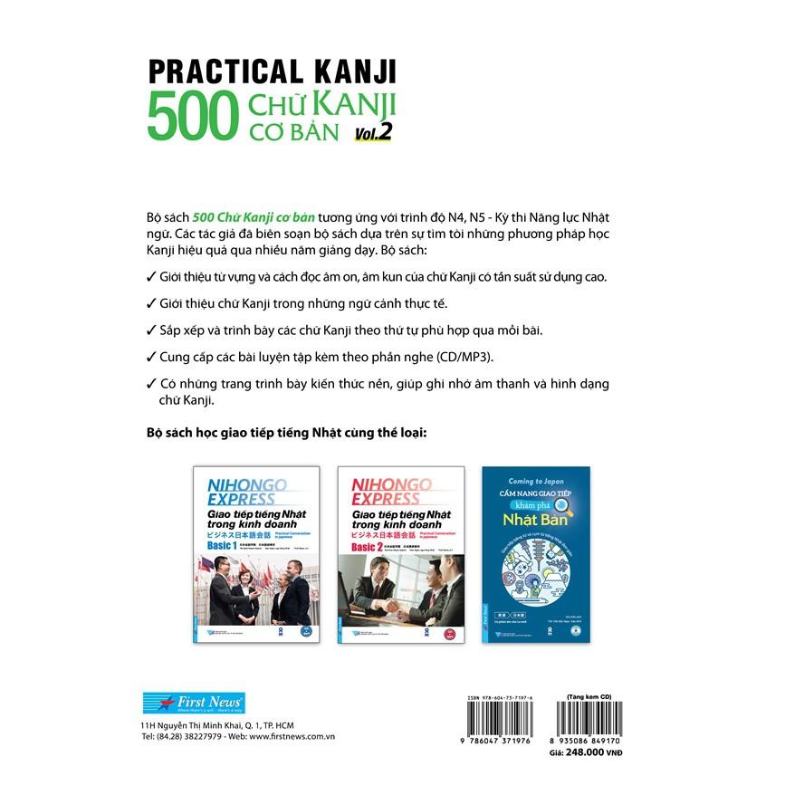 Sách 500 Chữ Kanji Cơ Bản Vol.2 + kèm CD - Bản Quyền