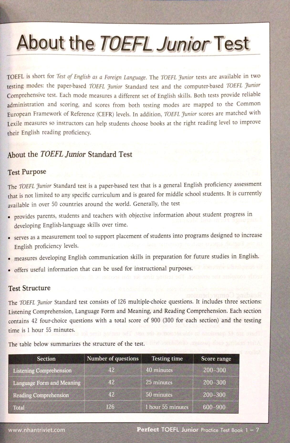 Perfect Toefl Junior Book 1 (Kèm CD)