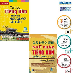 Sách - Combo Ngữ Pháp Tiếng Hàn Thông Dụng Sơ Cấp + Tự Học Tiếng Hàn Dành Cho Người Mới Bắt Đầu - Dùng Kèm App - Mcbooks