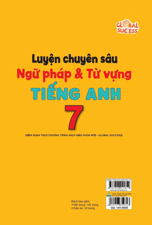 Sách - Luyện Chuyên Sâu Ngữ Pháp Và Từ Vựng Tiếng Anh 7 - Biên soạn theo chương trình SGK mới Global Success - ndbooks