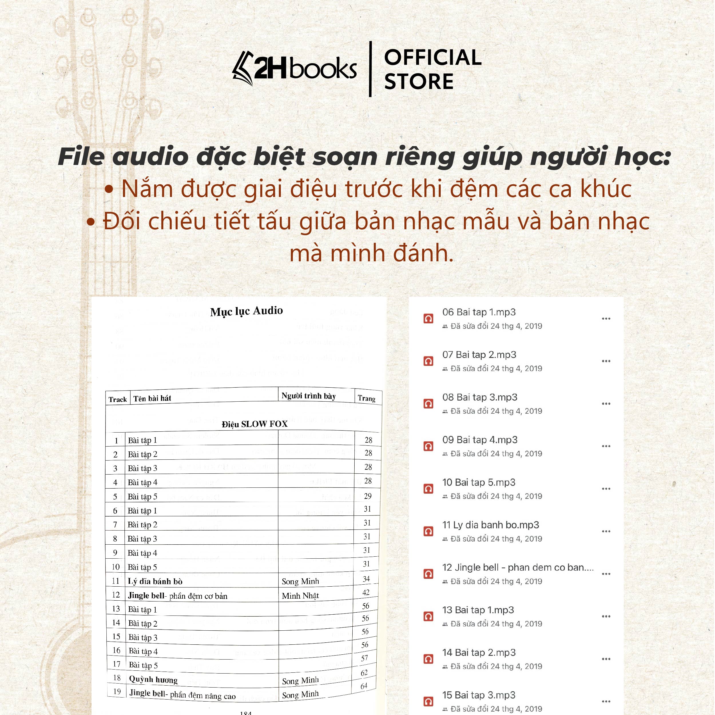 Sách học guitar, Sách 45 ngày biết đệm guitar, tự học guitar cơ bản, giáo trình guitar, học đàn guitar- 2HBooks