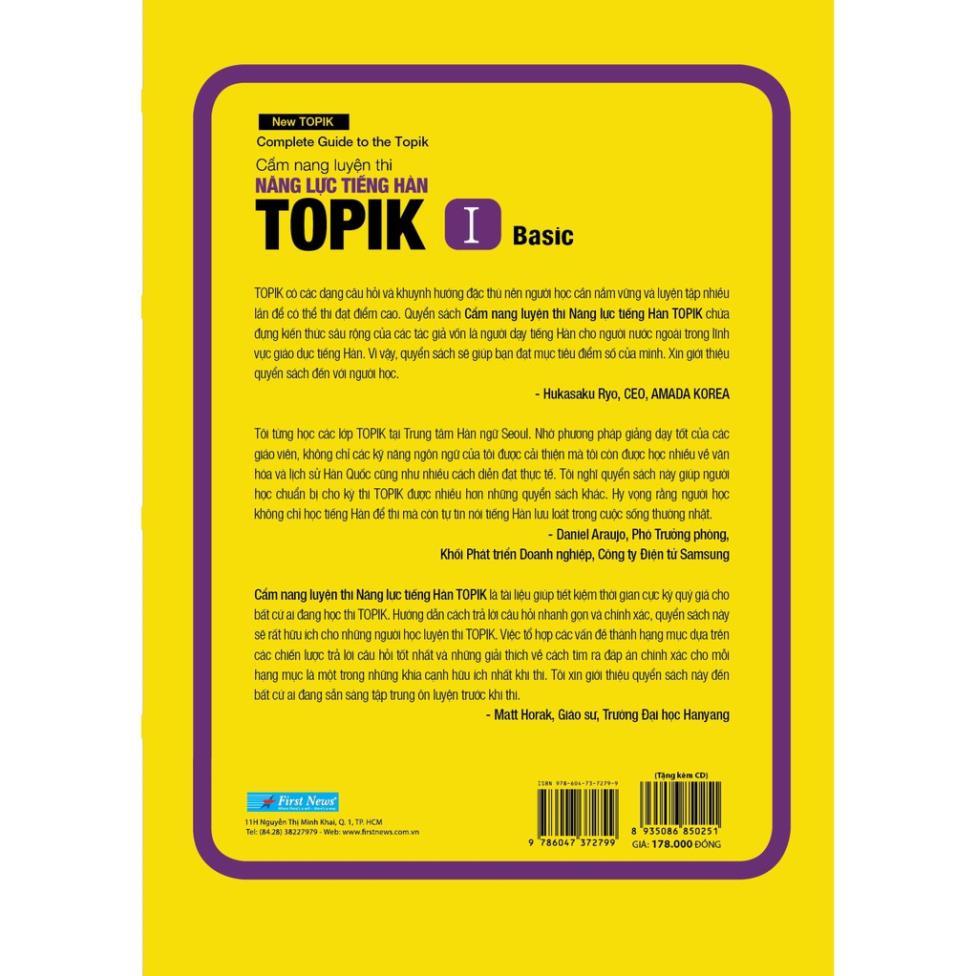 Sách Cẩm Nang Luyện Thi Năng Lực Tiếng Hàn TOPIK I (kèm CD) First News - Bản Quyền